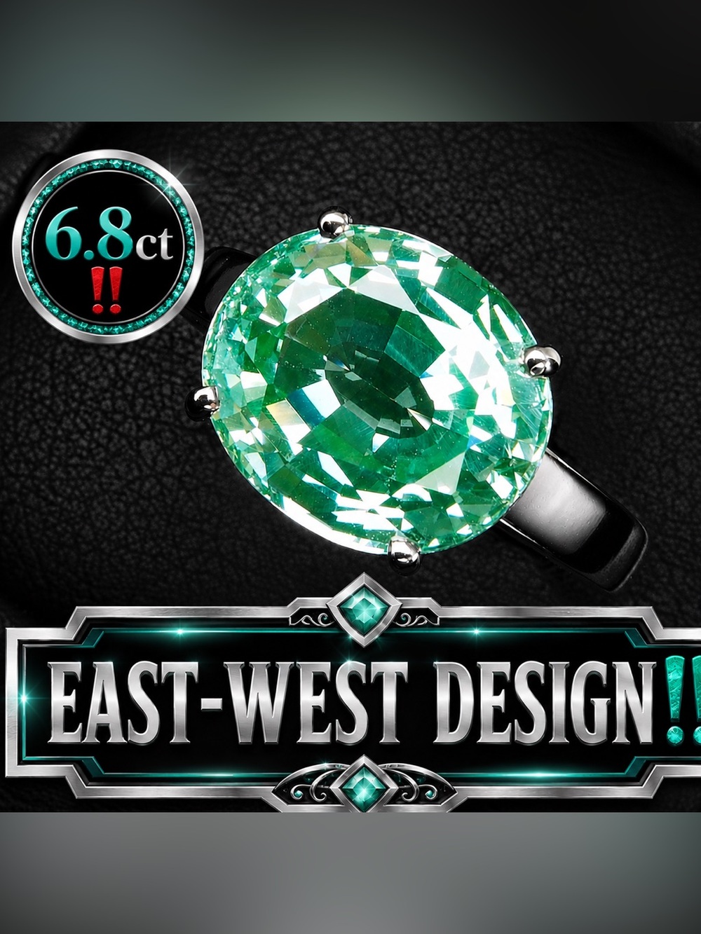 6.8ct Mint Tourmaline Green Ring Sterling silver 925, size 6.75